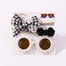 3Pcs/Set Newborn Print Bowknot Headbands and Cute Round Sunglasses