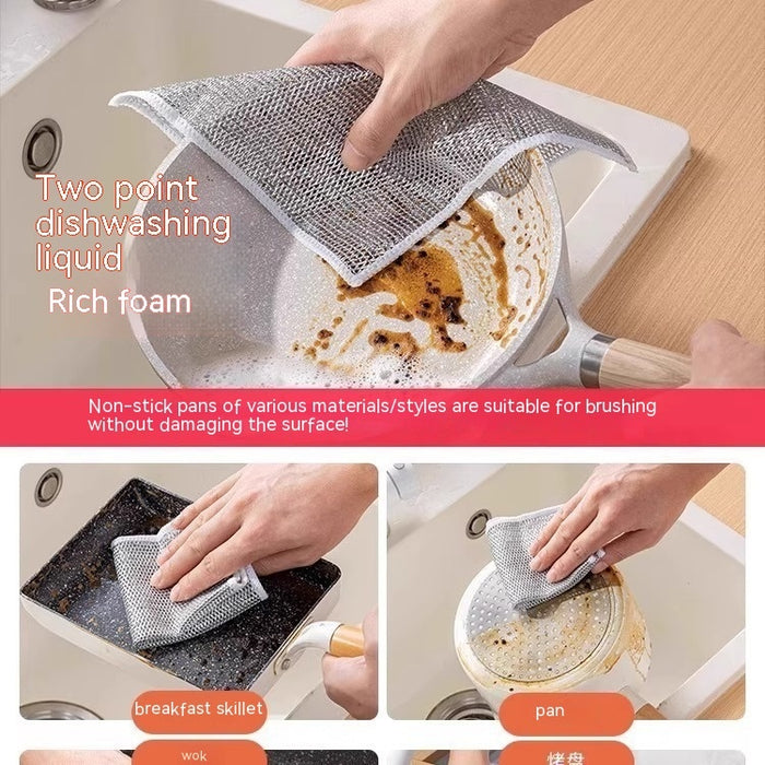 Microfiber Steel Wire Cleaning Cloths for Kitchen Dishes