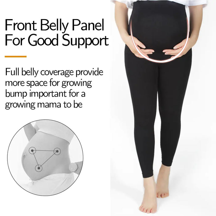 High Support High Waist Maternity Leggings for Pregnant Women - Comfort Fit Knitted Trousers with Belly Support