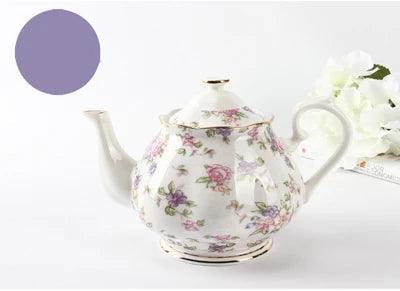 Elegant Floral Design Bone China Teapot - Perfect for Tea and Coffee Serving