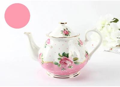 Elegant Floral Design Bone China Teapot - Perfect for Tea and Coffee Serving