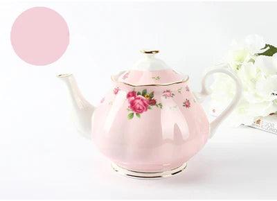 Elegant Floral Design Bone China Teapot - Perfect for Tea and Coffee Serving