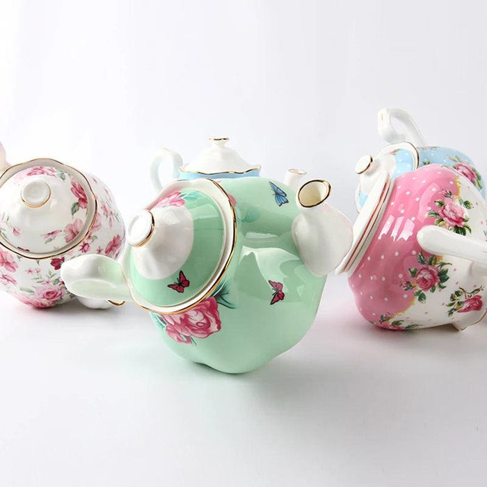 Elegant Floral Design Bone China Teapot - Perfect for Tea and Coffee Serving