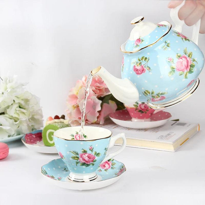 Elegant Floral Design Bone China Teapot - Perfect for Tea and Coffee Serving