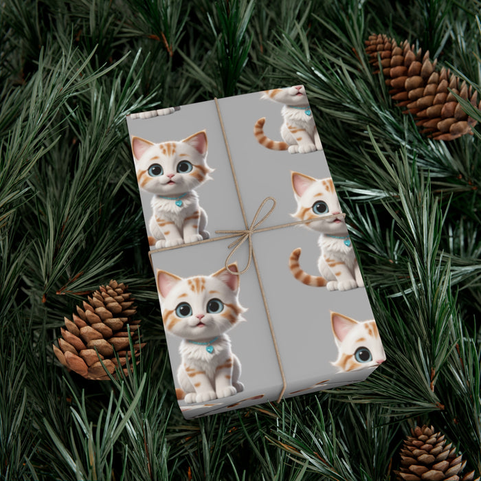 Meow Cat Christmas Eco-Friendly Gift Wrap Set: Elegant Matte & Satin Finishes for Stylish Giving