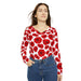 Elegant Crimson Blooms Très Chic Women's Long Sleeve V-neck Tee - Classy, Adaptable, and Cozy