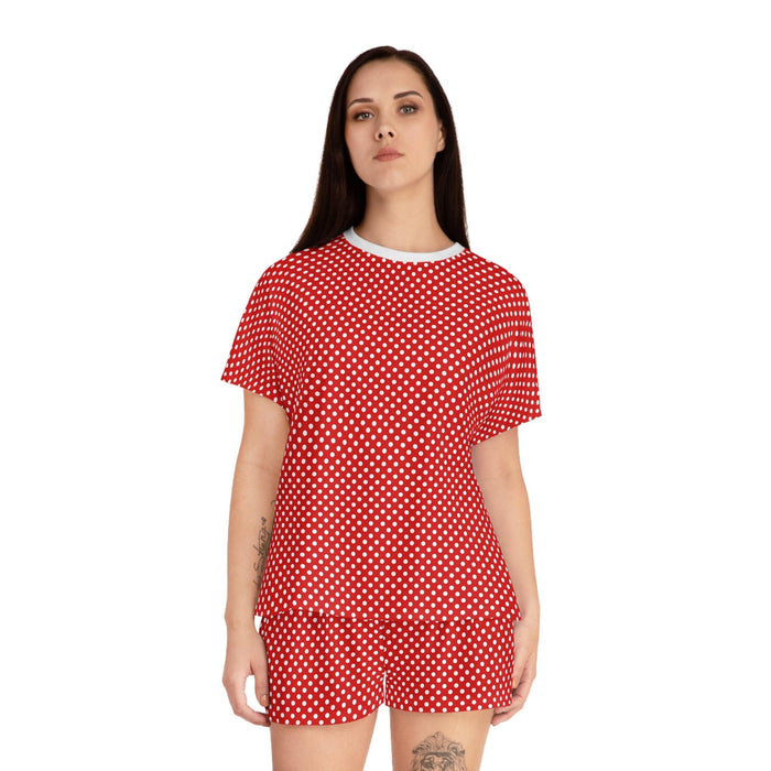 Luxe Red Polka Dot Women's Short Sleep Set