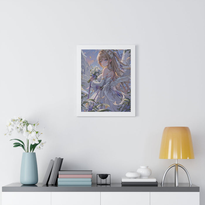 Elegant Anime Girl Framed Vertical Poster with Eco-Friendly Design