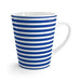 Elegant 12 oz Ceramic Latte Mug with Chic White and Blue Stripes