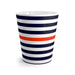 Nautical Striped Latte White Ceramic Coffee Mug - Stylish 12 oz Tea Cup