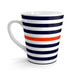 Nautical Striped Latte White Ceramic Coffee Mug - Stylish 12 oz Tea Cup