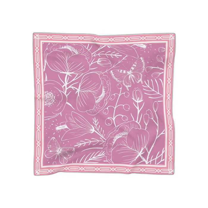 Pink Blossom Delicate Poly Scarf - Chic Floral Print Wrap