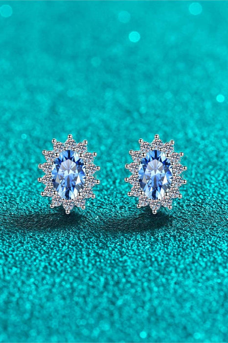 Elegant 1 Carat Moissanite Stud Earrings with Zircon Accents in Sterling Silver