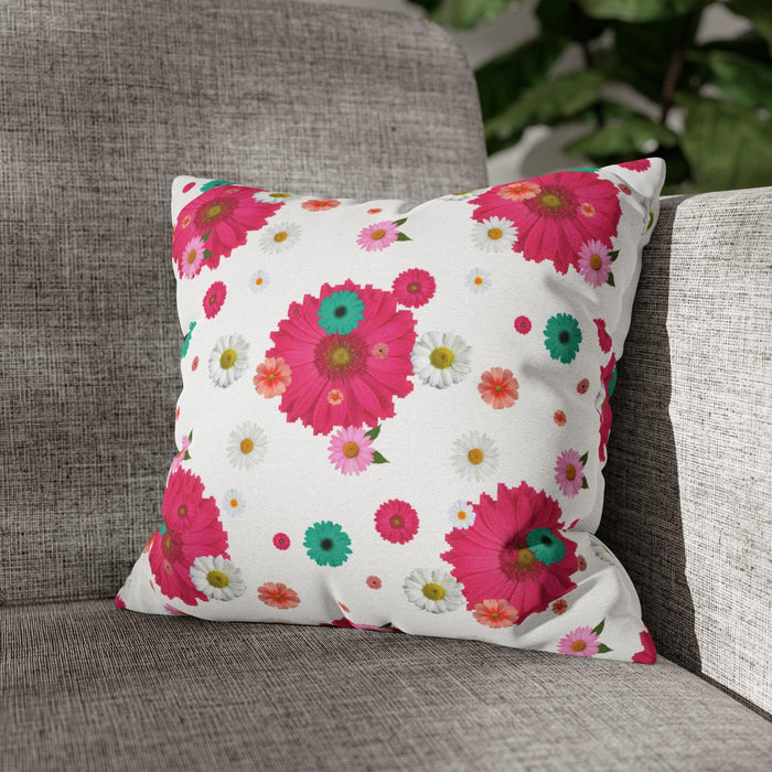 Charming Pink Daisy Decorative Pillow Cover with Hidden Zipper Closure