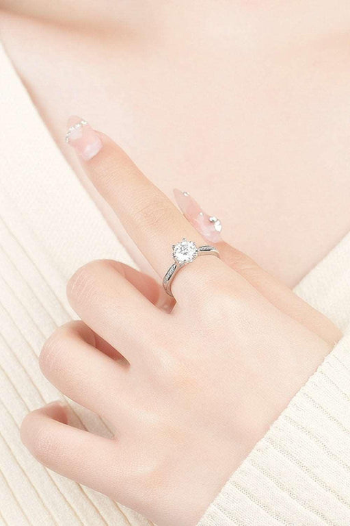 Elegant 6-Prong Moissanite Ring Set with Adjustable Fit and Luxury Presentation