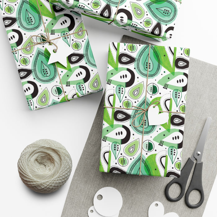 Green Fall season Exquisite USA-Made Gift Wrap Paper