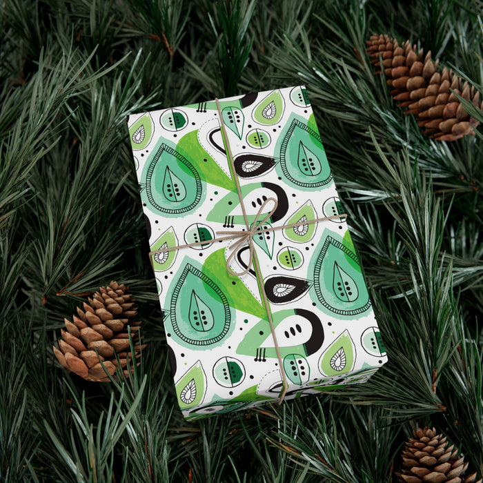 Green Fall season Exquisite USA-Made Gift Wrap Paper