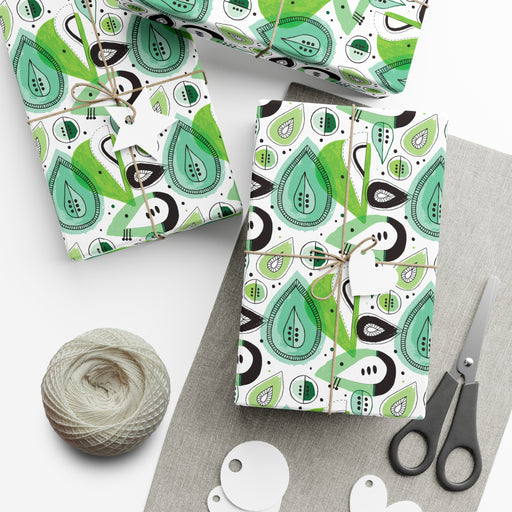 Green Fall season Exquisite USA-Made Gift Wrap Paper