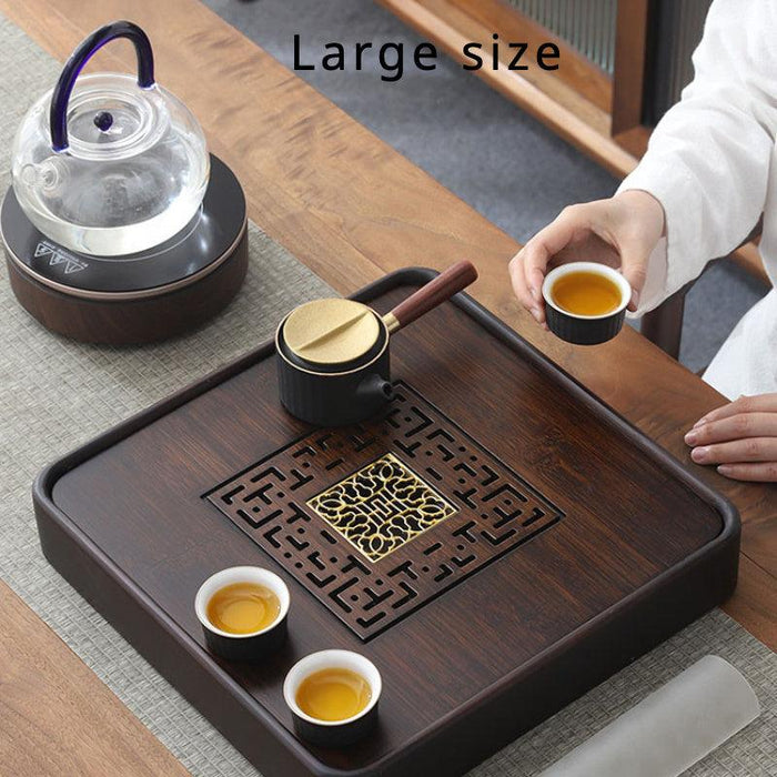 Artisan-crafted Bamboo Kung Fu Tea Tray Set with Built-in Water Management - Stunningly Carved for Authentic Tea Ceremony Experience