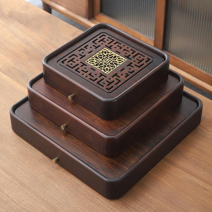 Artisan-crafted Bamboo Kung Fu Tea Tray Set with Built-in Water Management - Stunningly Carved for Authentic Tea Ceremony Experience