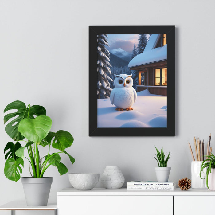 Charming Sustainable Owl Framed Art Print - Maison d'Elite Vertical Poster