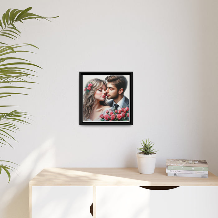 Elegant Sustainable Valentine Canvas Print with Black Pinewood Frame - Multiple Size Options