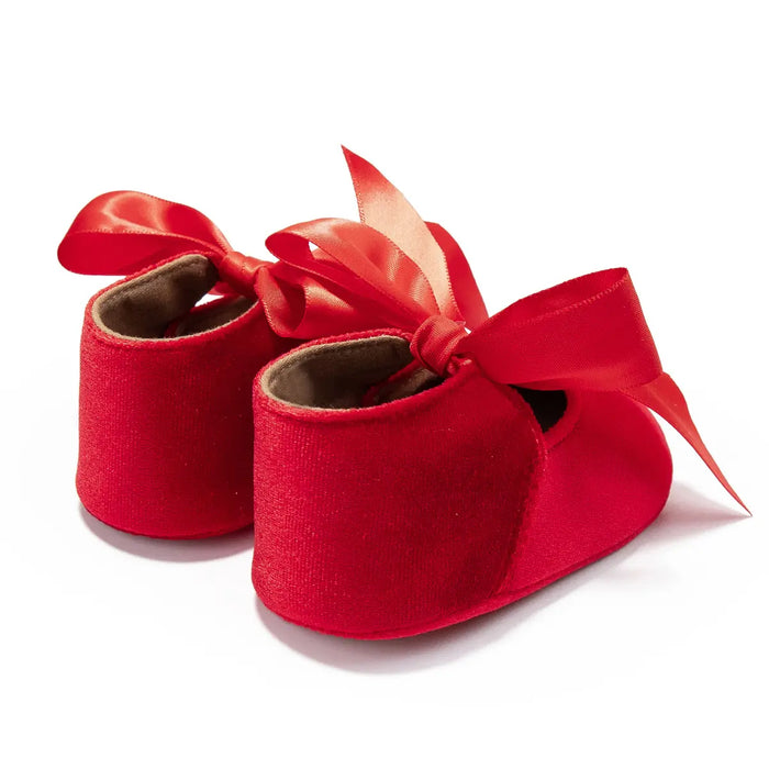 Adorable Baby Girl Crib Shoes with Butterfly Knot - Non-slip Soft Cotton Rubber First Walkers