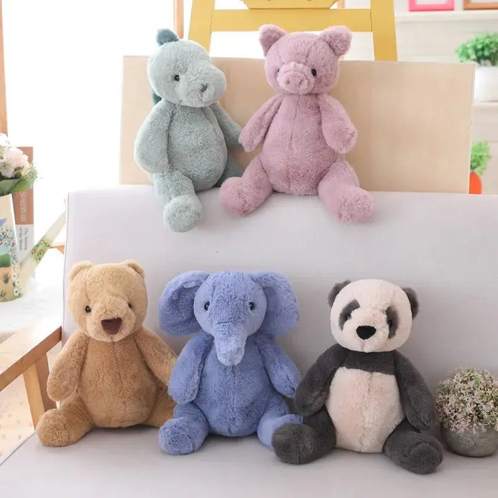 Adorable Plush Fluffy Animal Cuddly Dolls - Elephants, Teddy Bears, Pandas, and Dinosaurs for Kids