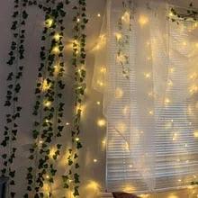 Enchanted Oasis: Premium Artificial Rattan Garland with Silk Leaves and LED Lights