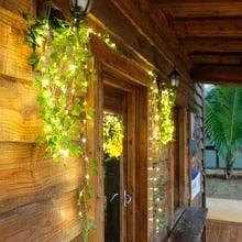 Enchanted Oasis: Premium Artificial Rattan Garland with Silk Leaves and LED Lights