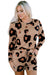 Chic Leopard Print Lounge Set: Long Sleeve Pullover and Shorts Combo