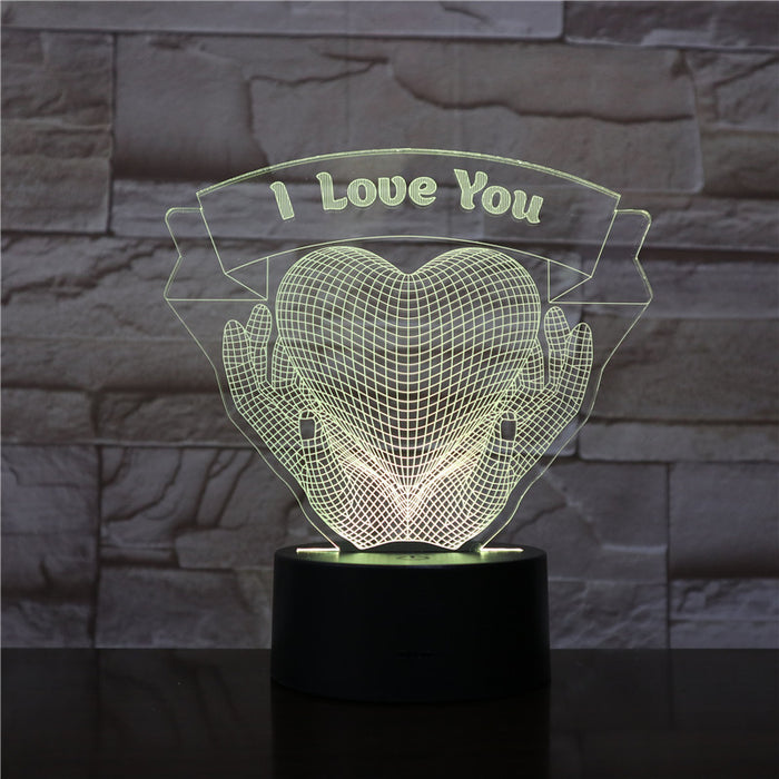 Valentines Day Gift Hands Holding Love 3D Night Light