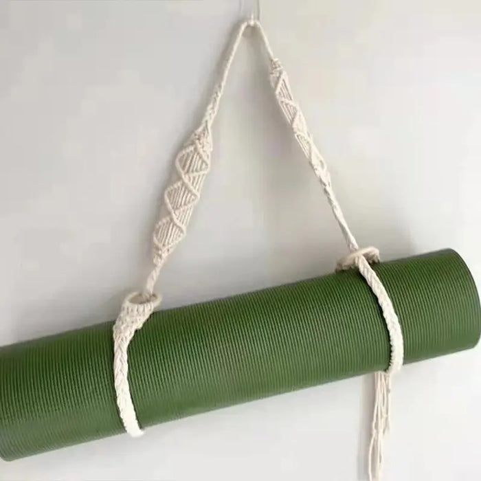 Hand-Woven Cotton Yoga Mat Carrier with Tassel Crossbody Strap - Fits All Mat Sizes