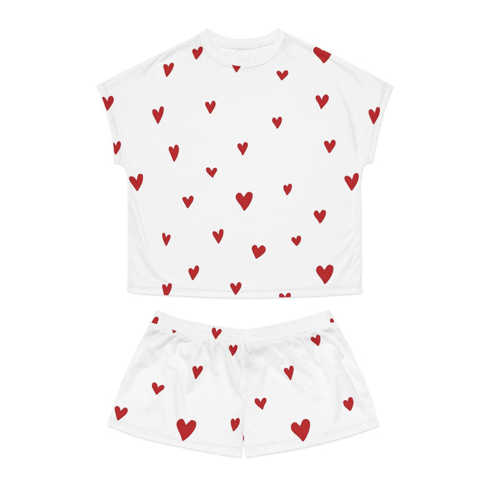 Opulent Valentine Red Heart Women's Pajama Set - Luxurious Nightwear Experience