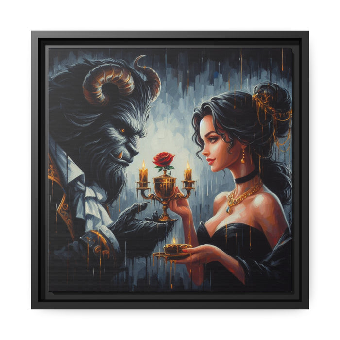 Enchanted Love - Sustainable Valentine Canvas Print with Elegant Black Pinewood Frame