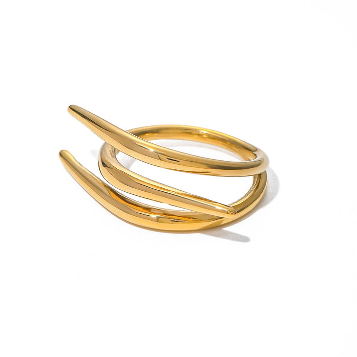 18K Gold Cross Design Ring with Simple Line Accents