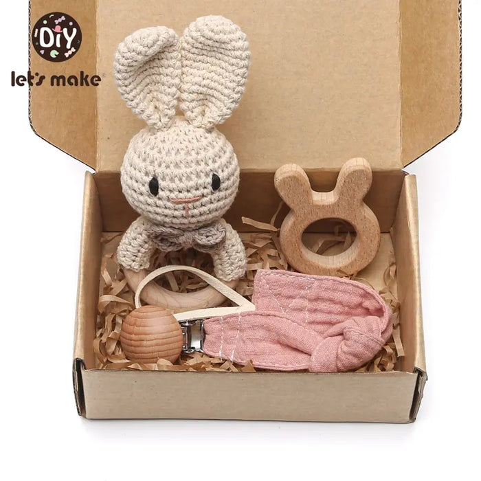 Adorable Baby Gift Set: Cotton Bath Towel, Crochet Rattle, and Accessories for Kids