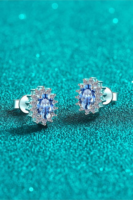 Elegant 1 Carat Lab-Created Diamond Stud Earrings with Dazzling Zircon Accents in Sterling Silver