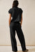 Effortless Elegance: Cozy Black Knit V Neck Sweater and Wide Leg Pants Set