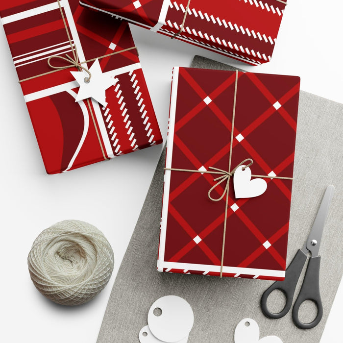 Luxurious Customizable Red Christmas Wrapping Paper Set - Maison d'Elite