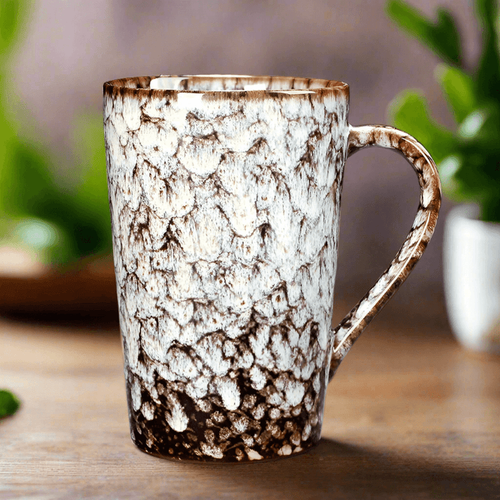 Handcrafted Ceramic Tea Cup with Unique Texture - Stylish 400ml Mug