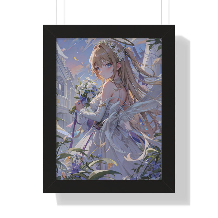 Elegant Anime Girl Framed Vertical Poster with Eco-Friendly Design