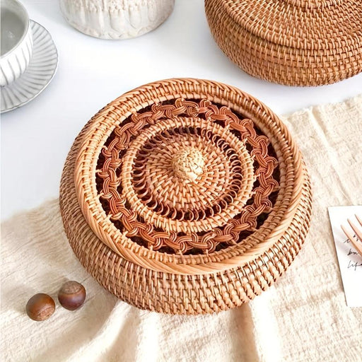 Chic Handcrafted Rattan Storage Basket with Lid