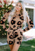 Chic Leopard Print Lounge Set: Long Sleeve Pullover and Shorts Combo