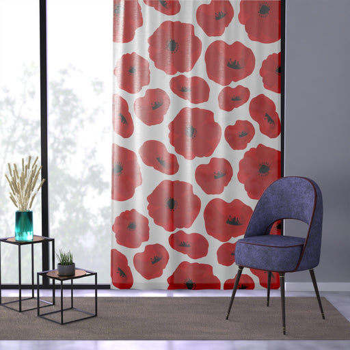 Personalized Red Poppies Custom Window Curtains
