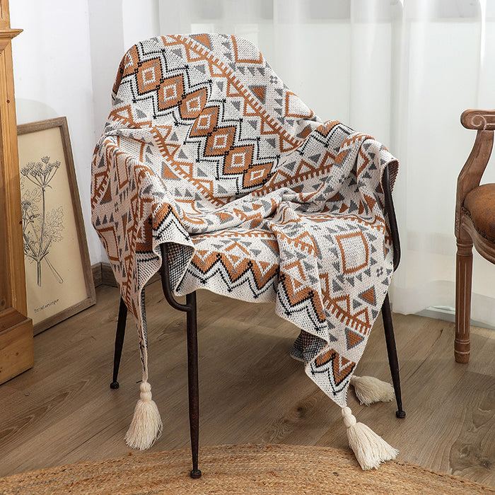 Winter Wonderland Nordic Knit Wool Blanket | Luxe Acrylic Home Decor & Cozy Sofa Throw