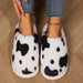 Adorable Cow Print Plush Slippers for Couples - Cozy Non-Slip Fuzzy House Shoes for Winter