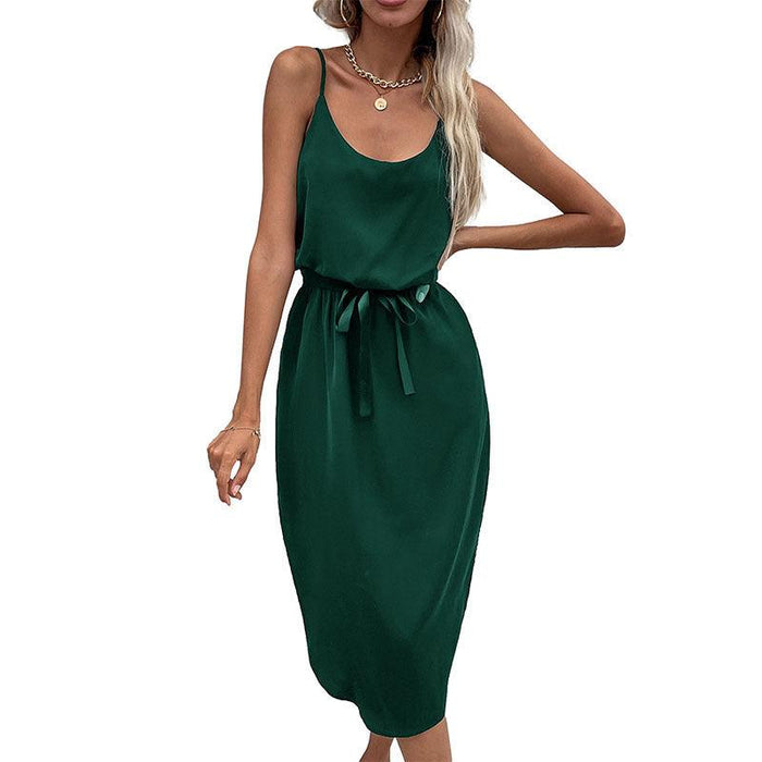 Chic Split Suspender Midi Dress - Essential Addition to Women's Fashion Collection