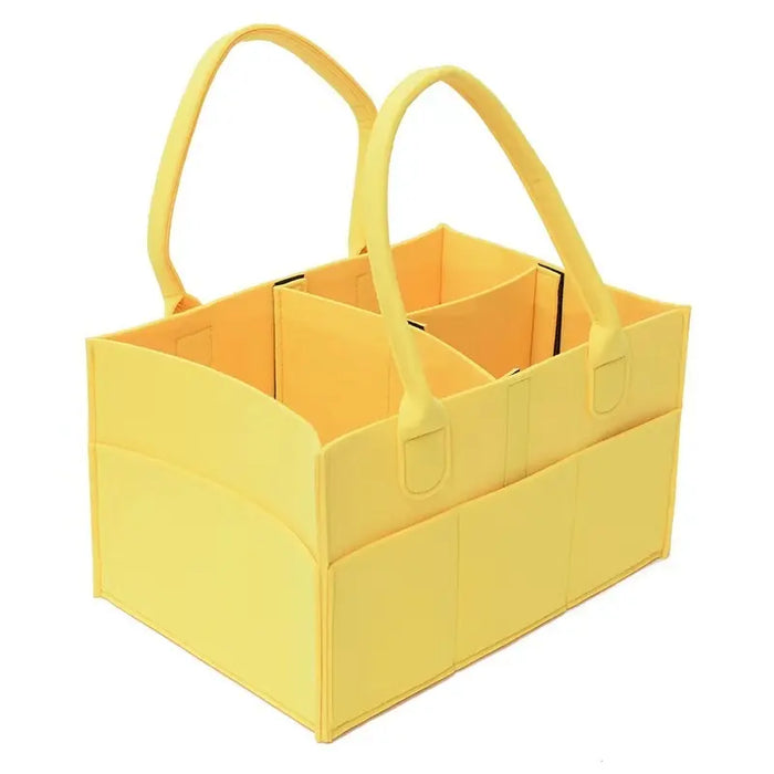 Nursery Felt Storage Organizer Basket for Baby Diapers and Essentials with Handle Caddy