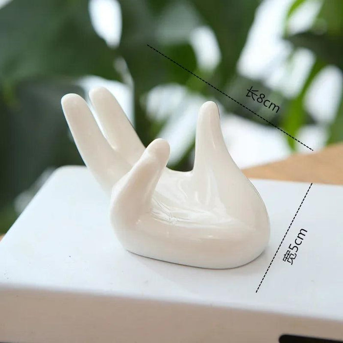 Set of 6 Stylish Handcrafted Ceramic Egg Holders with Business Card Stand - White Porcelain Design